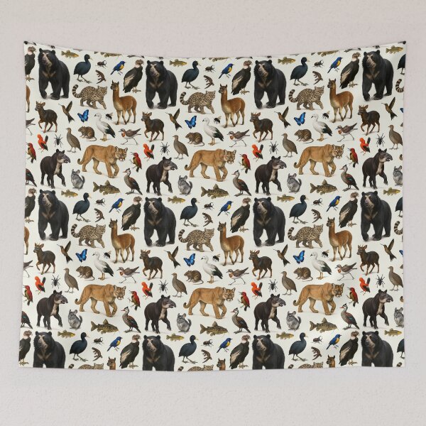 Item preview, Animals of the Andes Retro Wildlife Illustration Chart designed and sold by kakarikihill.