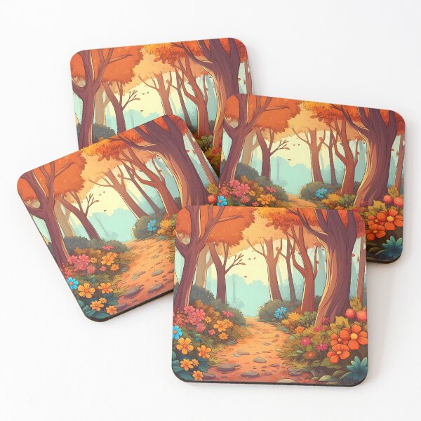 Item preview, Autumn Floral Forest Path in Orange Leaves designed and sold by EmeraldeaDesign.