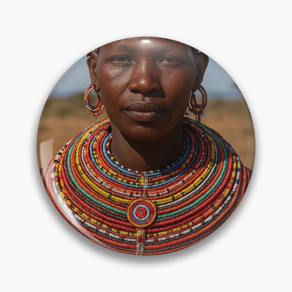 Item preview, A portrait of the samburu woman from Kenya, with beautiful cultural beads and pattern designed and sold by Cruzcollection.