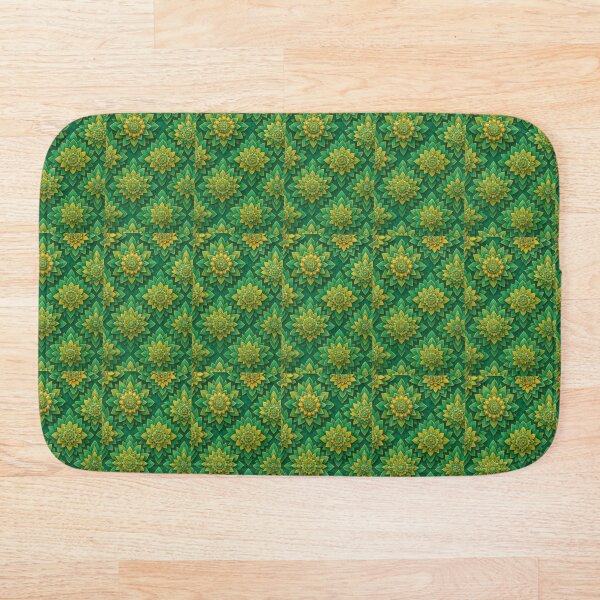 Item preview, Seamless Green & Gold 3D Mandala Pattern designed and sold by Fitnessandyoga.