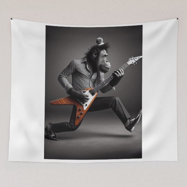 Item preview, "Chimpanzee Hendrix: Ape-solutely Shredding!" designed and sold by Print Fiction.