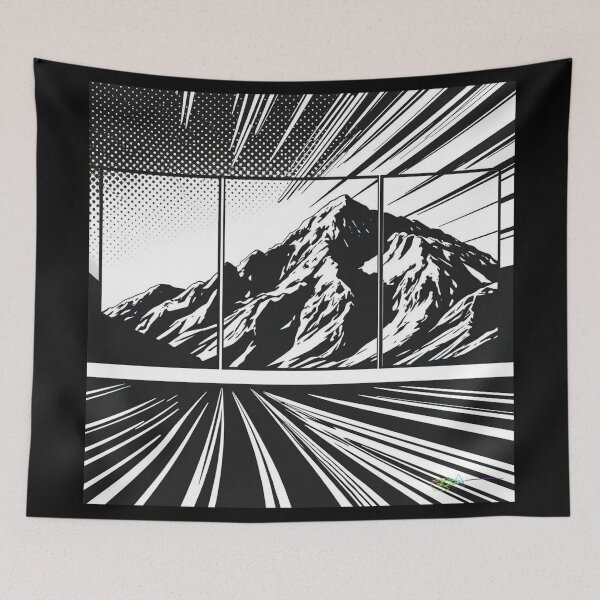 Item preview, Splintered Burst Mountain – Graphic Comic Landscape - Pop Art Mountain Landscape Love  designed and sold by Benito Del Ray.