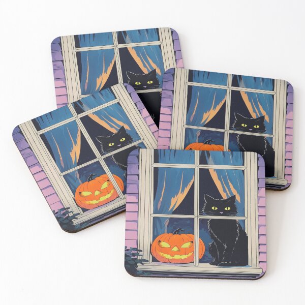 Item preview, Cat and pumpkin in a window on Halloween designed and sold by saly55887.