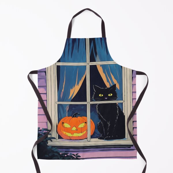 Item preview, Cat and pumpkin in a window on Halloween designed and sold by saly55887.