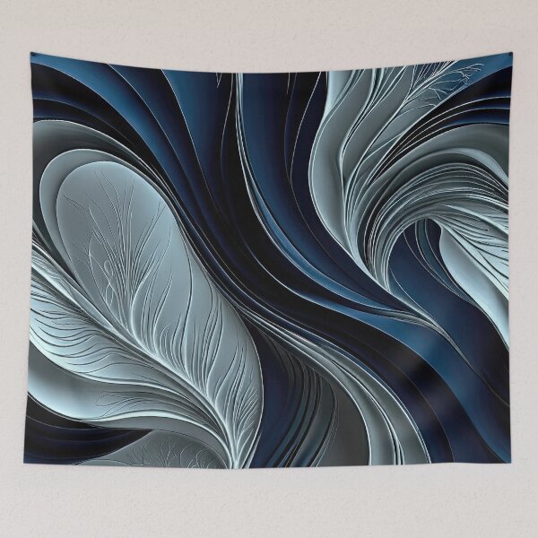 Item preview, Golden Air – Indigo & Silver Flowing Abstract designed and sold by FutureImaging.