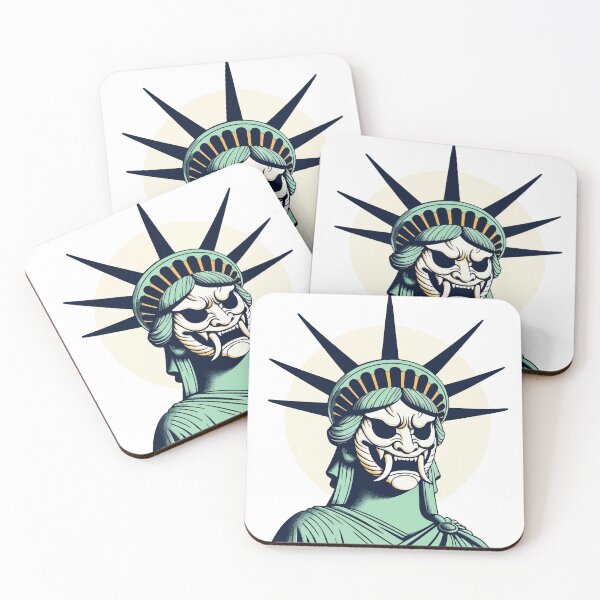 Item preview, Statue of Liberty with Yokai Samurai Mask designed and sold by Yokai-Infinity.
