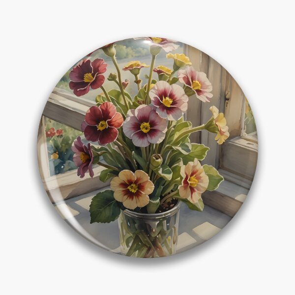 Item preview, Alpine auricula flowers at windowsill placement  designed and sold by Ponted.