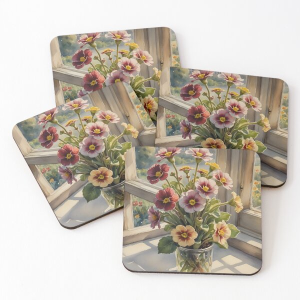 Item preview, Alpine auricula flowers at windowsill placement  designed and sold by Ponted.