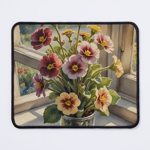 Item preview, Alpine auricula flowers at windowsill placement  designed and sold by Ponted.