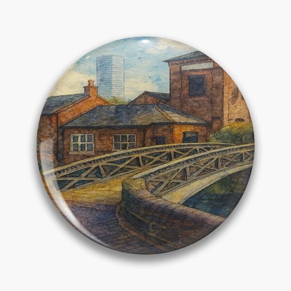 Item preview, Birmingham Canal Watercolor – Cityscape Art Print designed and sold by Mdlezieyes.
