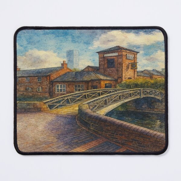 Item preview, Birmingham Canal Watercolor – Cityscape Art Print designed and sold by Mdlezieyes.