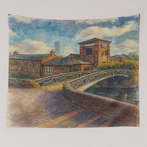 Item preview, Birmingham Canal Watercolor – Cityscape Art Print designed and sold by Mdlezieyes.