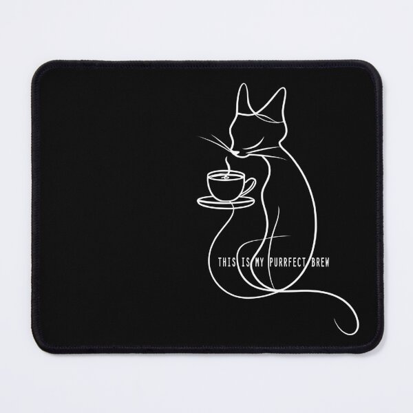 Item preview, cat and caffee, minimalist graphic gift for cat and coffee lovers, designed and sold by miro-bob-design.