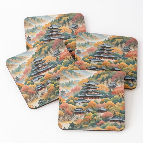 Item preview, Autumnal temples and foliage scene designed and sold by Ponted.