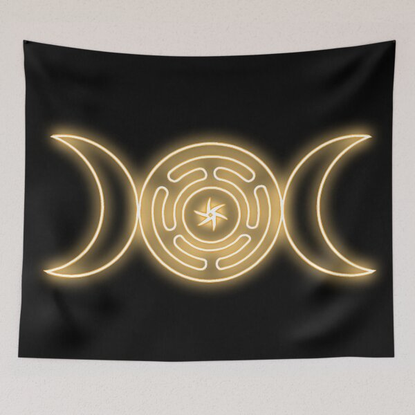 Item preview, Neon Orange Triple moon with Hekate's wheel designed and sold by Lune's crazy world.