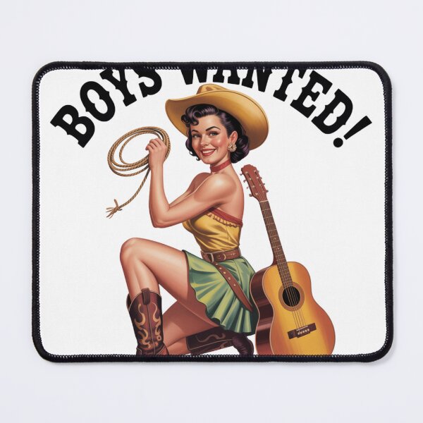Item preview, Boys Wanted – Vintage Pin-Up Cowgirl Retro Country Western Art Design designed and sold by Maddy V Store.