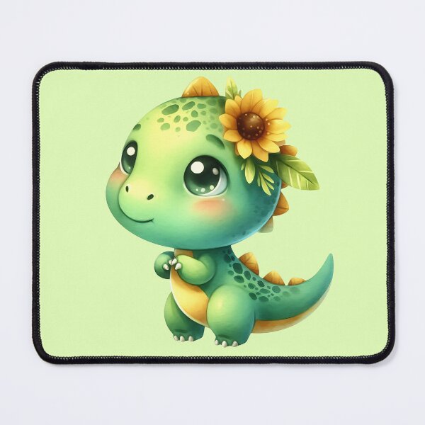 Item preview, Cute Green Baby Dinosaur Pretty Flower designed and sold by MoonMonkeyNbear.