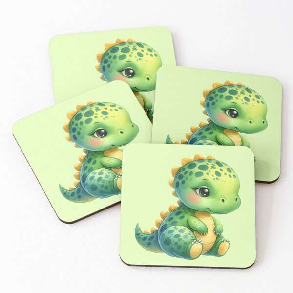 Item preview, Cute Green Baby Dinosaur Pretty Flower designed and sold by MoonMonkeyNbear.