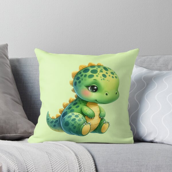 Item preview, Cute Green Baby Dinosaur Pretty Flower designed and sold by MoonMonkeyNbear.