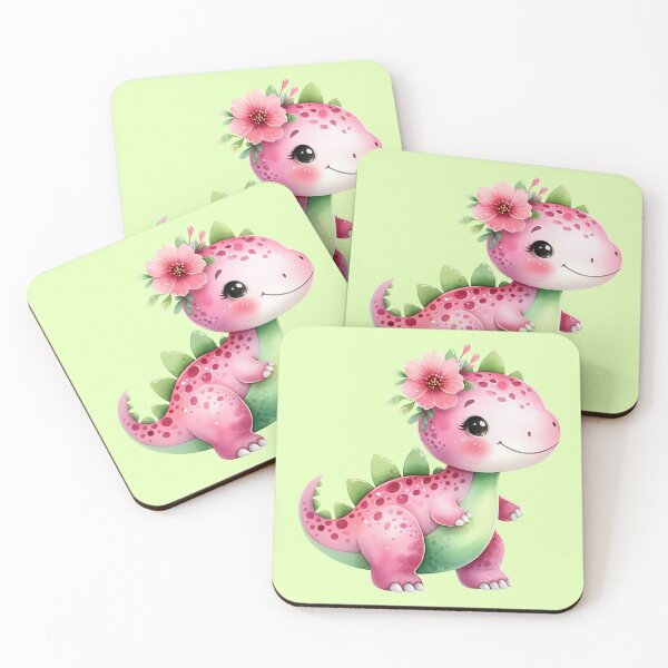 Item preview, Cute Pink Baby Dinosaur Pretty Flower designed and sold by MoonMonkeyNbear.
