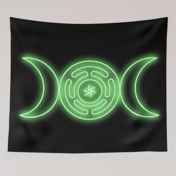 Item preview, Neon Green Triple moon with Hekate's wheel designed and sold by Lune's crazy world.