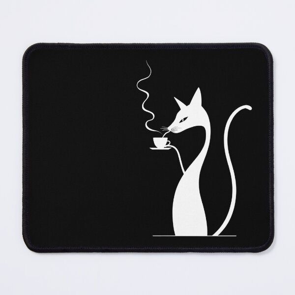 Item preview, cat and caffee, minimalist graphic, gift for cat and coffee lovers designed and sold by miro-bob-design.