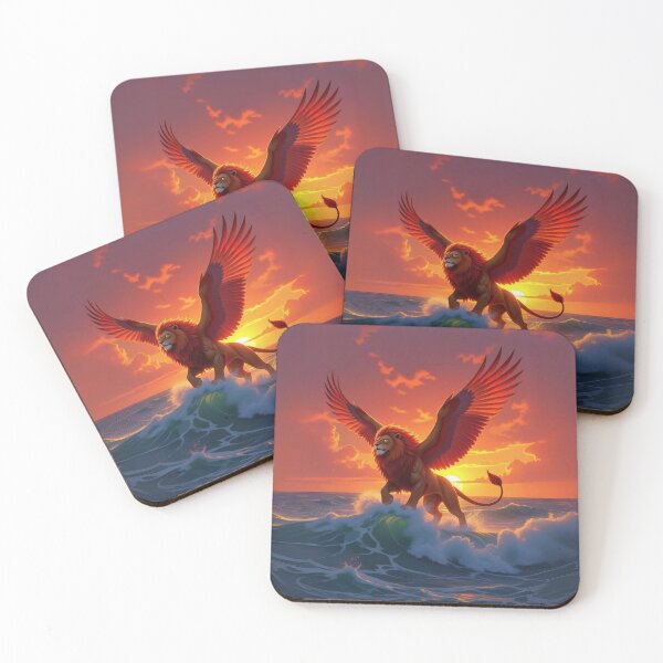 Item preview, Winged Lion at Sunset – Epic Fantasy Mythical Creature Artwork designed and sold by Bible-quotez.