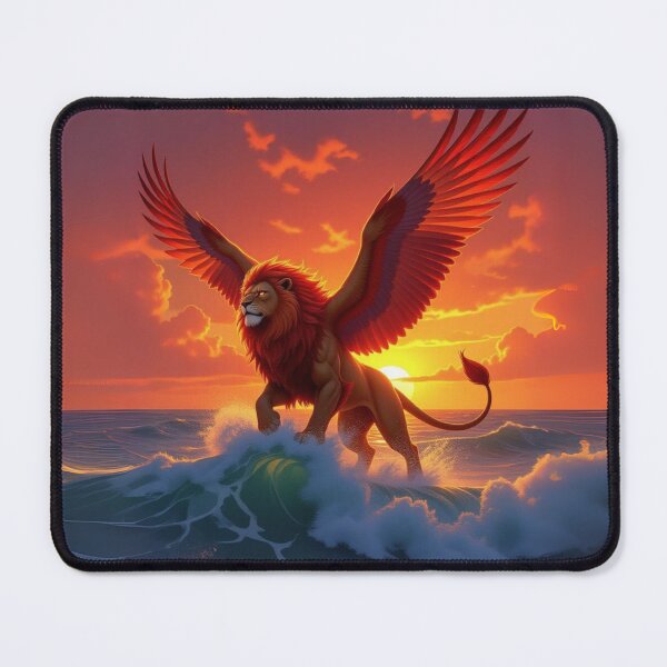 Item preview, Winged Lion at Sunset – Epic Fantasy Mythical Creature Artwork designed and sold by Bible-quotez.