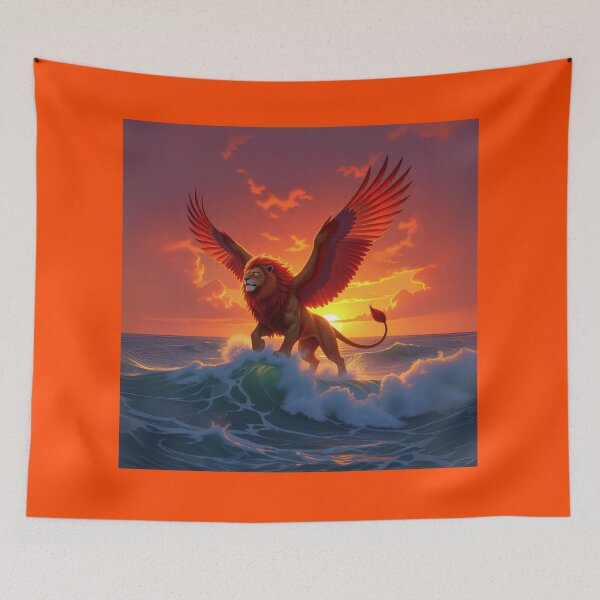 Item preview, Winged Lion at Sunset – Epic Fantasy Mythical Creature Artwork designed and sold by Bible-quotez.