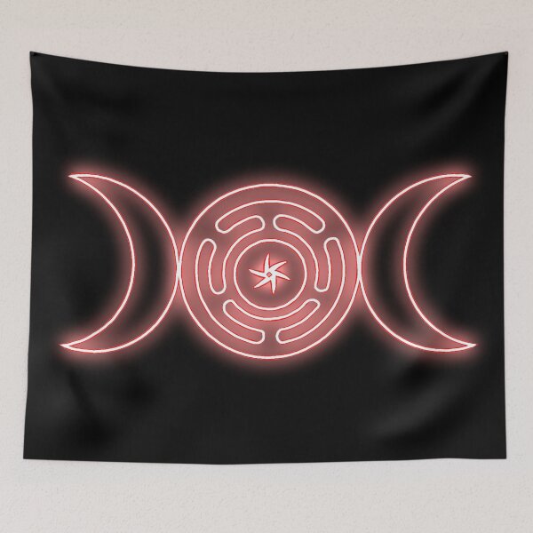 Item preview, Neon Red Triple moon with Hekate's wheel designed and sold by Lune's crazy world.