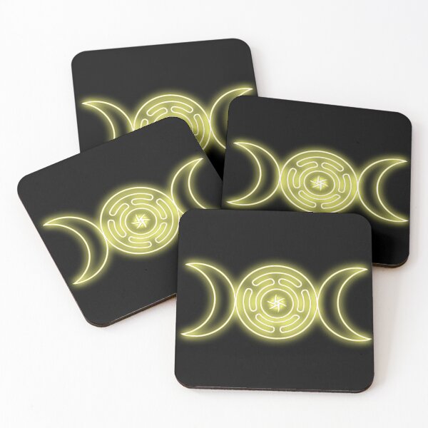 Item preview, Neon Yellow Triple moon with Hekate's wheel designed and sold by Lune's crazy world.