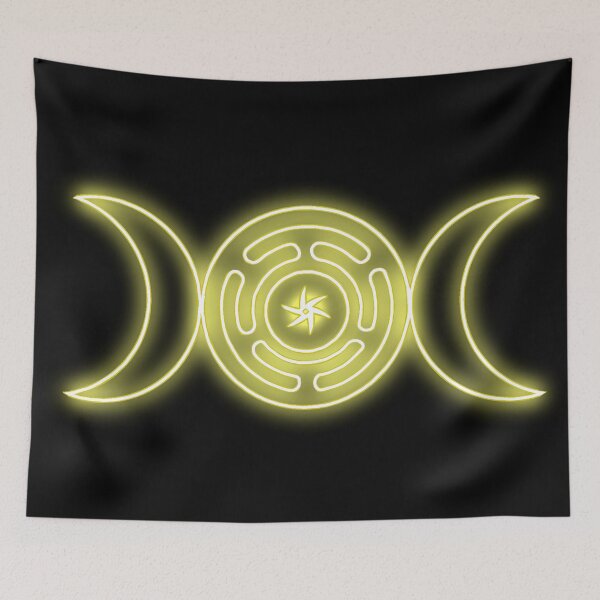 Item preview, Neon Yellow Triple moon with Hekate's wheel designed and sold by Lune's crazy world.