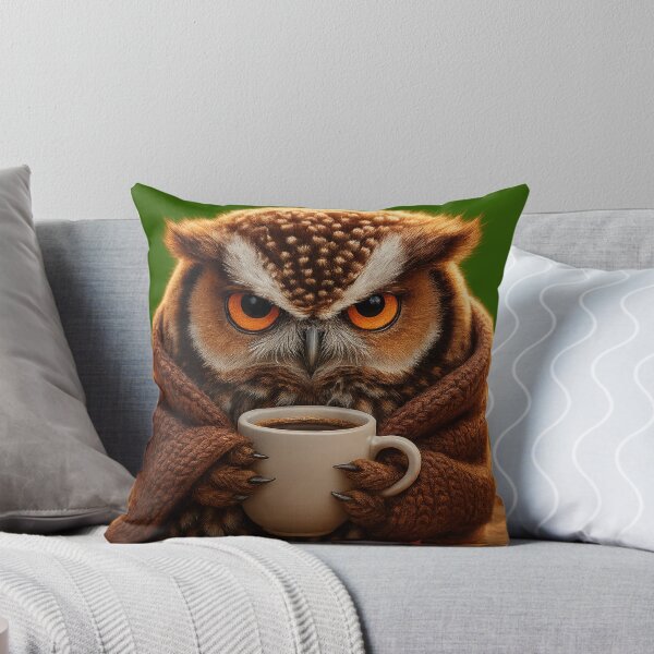 Item preview, Cozy Owl with Coffee – Autumn Vibes designed and sold by NeonCore.