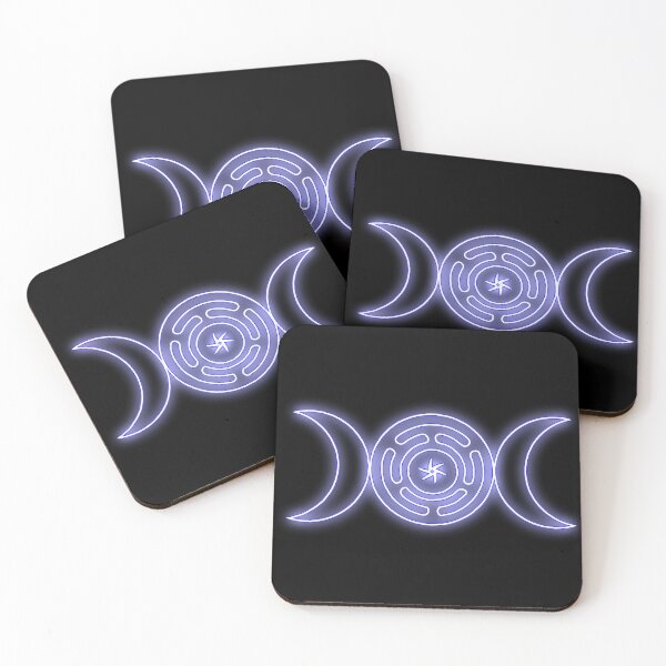 Item preview, Neon Blue Triple moon with Hekate's wheel designed and sold by Lune's crazy world.
