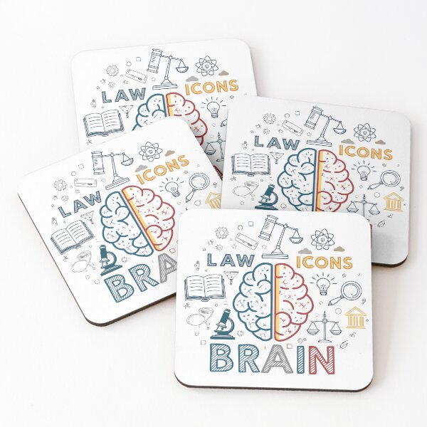Item preview, Legal Mind Brain Design – Half Law Icons, Half Creative Doodles Split Artwork designed and sold by VividOrganica.