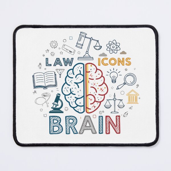 Item preview, Legal Mind Brain Design – Half Law Icons, Half Creative Doodles Split Artwork designed and sold by VividOrganica.