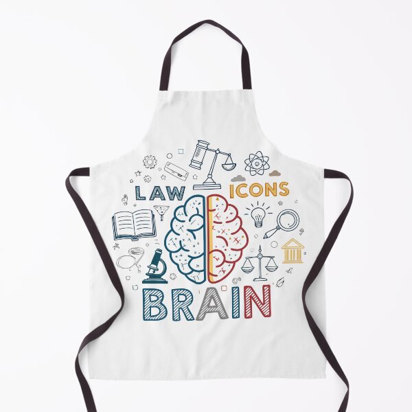 Item preview, Legal Mind Brain Design – Half Law Icons, Half Creative Doodles Split Artwork designed and sold by VividOrganica.