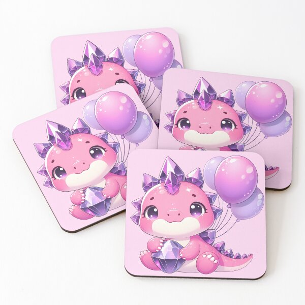 Item preview, Cute Pink Purple Dinosaur Birthday Balloons Gem Dino designed and sold by MoonMonkeyNbear.