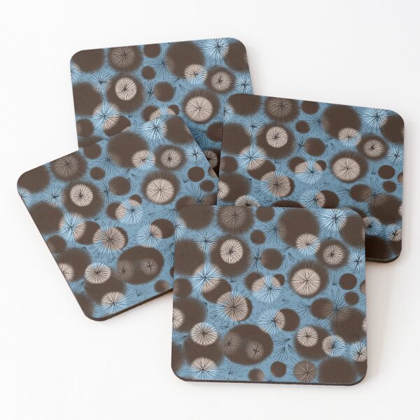 Item preview, Blue and brown pattern with dandelions designed and sold by Dustick.