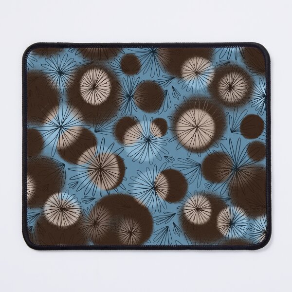 Item preview, Blue and brown pattern with dandelions designed and sold by Dustick.