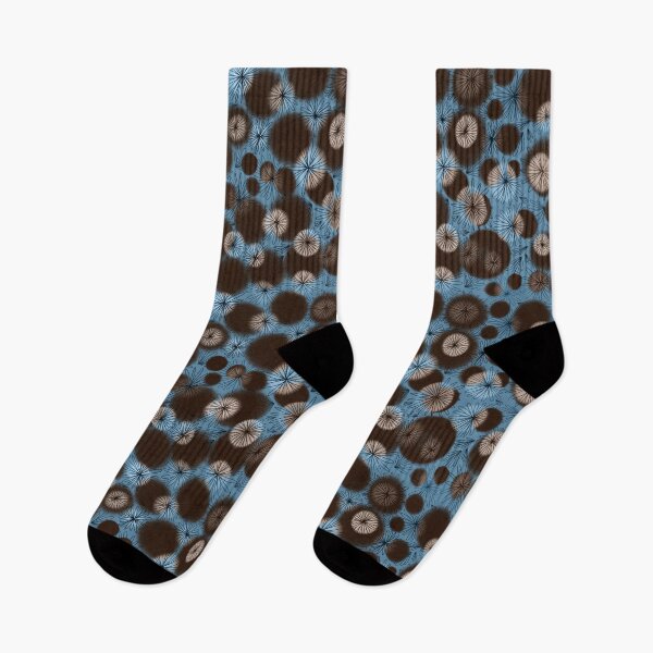Item preview, Blue and brown pattern with dandelions designed and sold by Dustick.
