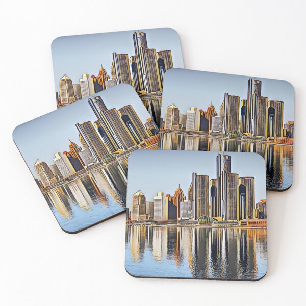 Item preview, Detroit Skyline – Modern Cityscape Wall Art with Waterfront Reflection designed and sold by ArtsyEyes.