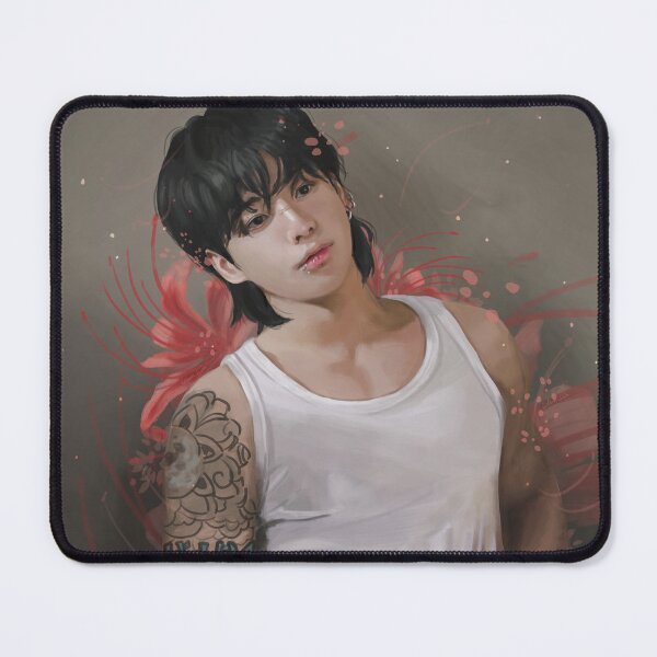 Item preview, Jungkook with pink tiger liles designed and sold by VanSin Arts.