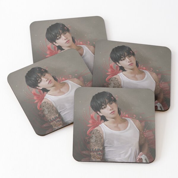 Item preview, Jungkook with pink tiger liles designed and sold by VanSin Arts.