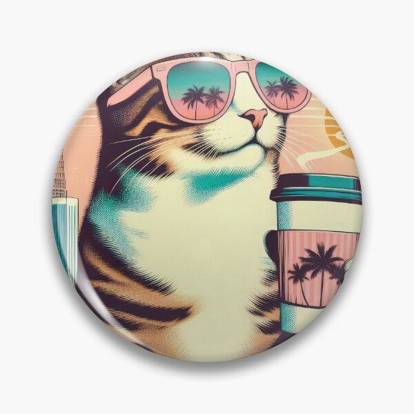 Item preview, sunglasses cat and caffee, vintage vacation atmosphere, designed and sold by miro-bob-design.