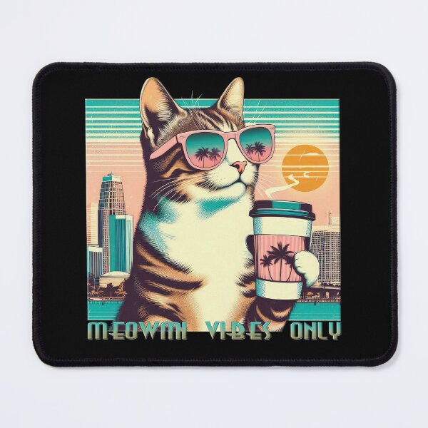 Item preview, sunglasses cat and caffee, vintage vacation atmosphere, designed and sold by miro-bob-design.