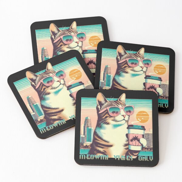 Item preview, sunglasses cat and caffee, vintage vacation atmosphere, designed and sold by miro-bob-design.