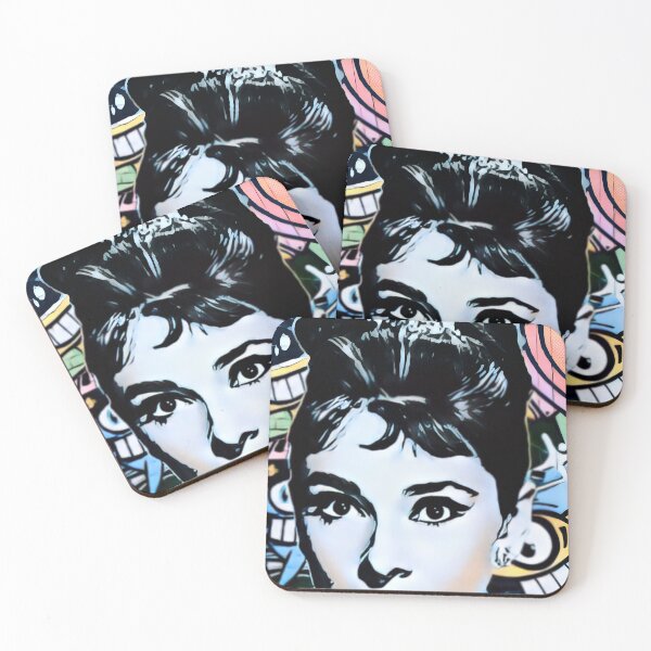 Item preview, Audrey Hepburn Pop Art – Iconic Black & White Portrait with Colorful Graffiti Background designed and sold by ArtsyEyes.