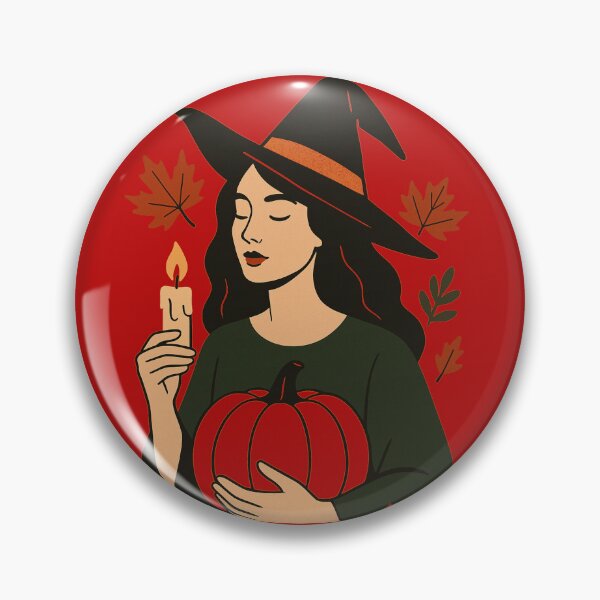 Item preview, Autumn Witch with Pumpkin and Candle – Cozy Halloween Art: designed and sold by jolille.