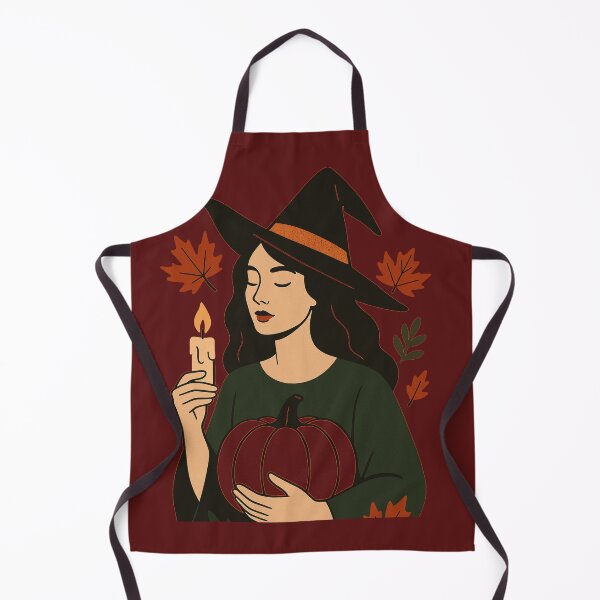 Item preview, Autumn Witch with Pumpkin and Candle – Cozy Halloween Art: designed and sold by jolille.